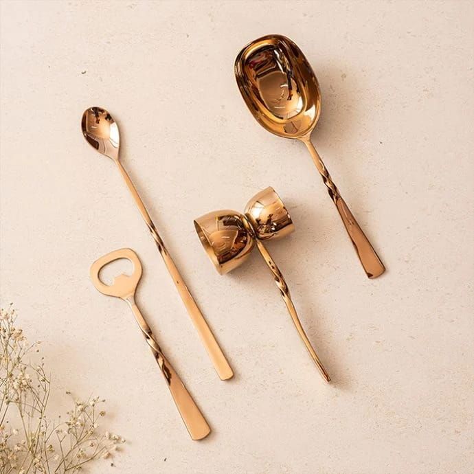 Glamorous Stainless Steel Gold Coated Spoon Set – Luxury Dining Elegance