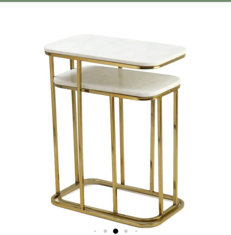 Square White Marble Table Set – Luxury Designer Coffee & Side Table Combo