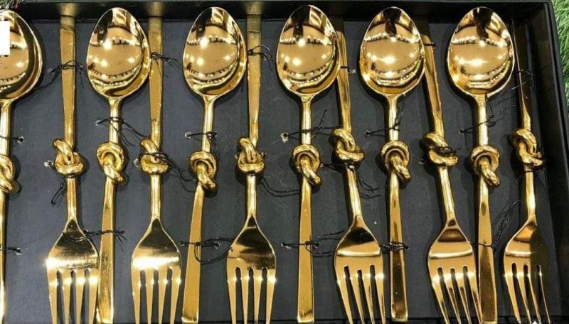 Stainless Steel Gold Plated Spoons Set – Premium Luxury Dining Cutlery