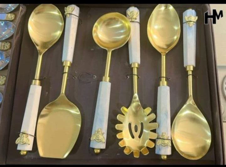 Stainless Steel Spoons with Golden Shine – Premium Luxury Cutlery Set