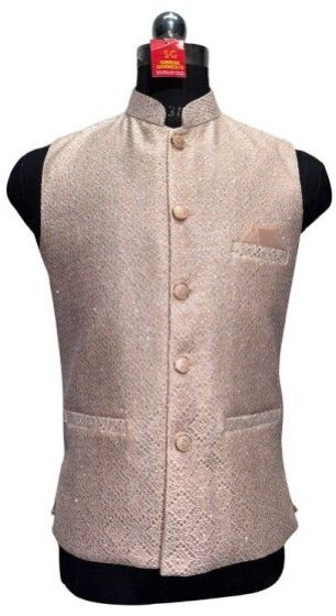 Men Baby Pink Twill Waist Coat