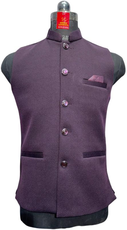 Men Purpel Twill Waist Coat