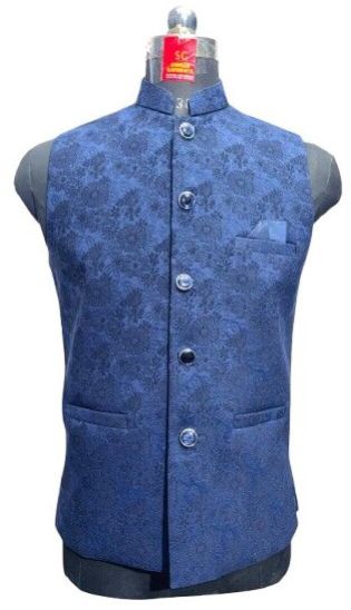 Shining Sky Blue Partywear Waistcoat Jacket