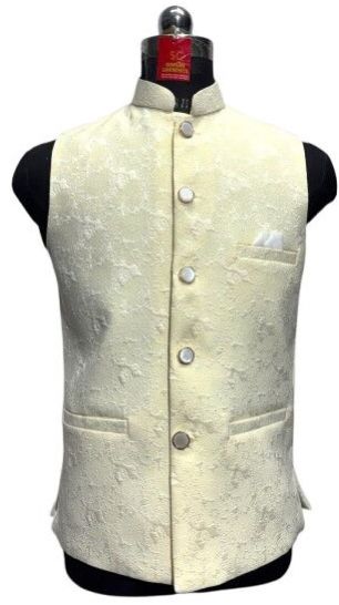 Shining white Partywear Waistcoat Jacket