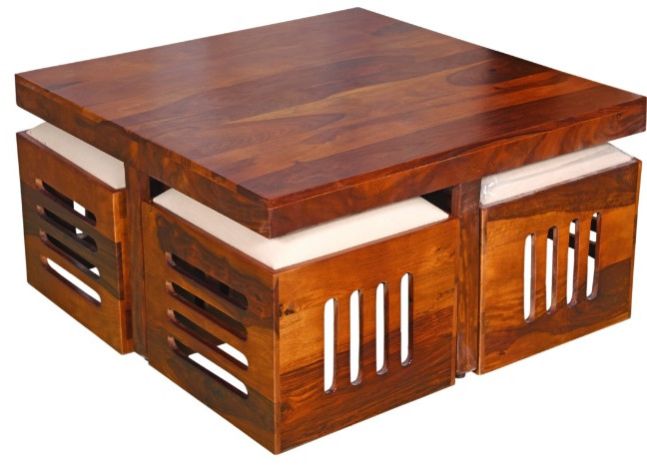 HALFO SHEESHAM WOOD COFFEE TABLE 4 SEATER