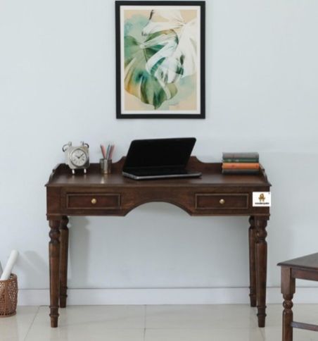 Wooden Palm Waldra Study Table (Walnut Finish), Color : Brown