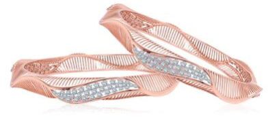 Women Contemporary Wavy Diamond Bangles