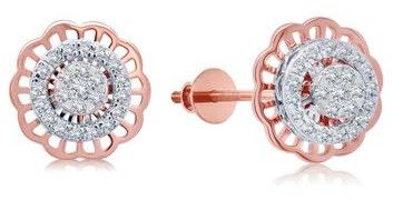 Women Glam Dual Tone Diamond Stud Earrings