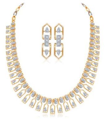 Women Golden Glamour Diamond Necklace Set