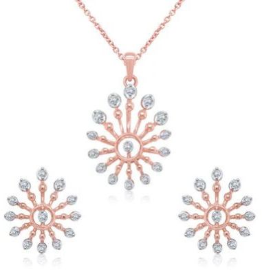 Women Skybound Snowflakes Diamond Pendant Set