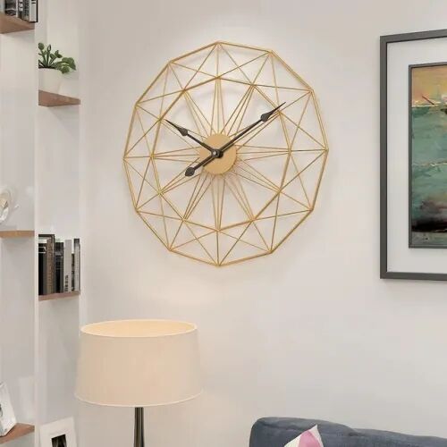 Premium Quality Iron Gold Geometrical Metal Wall Clock