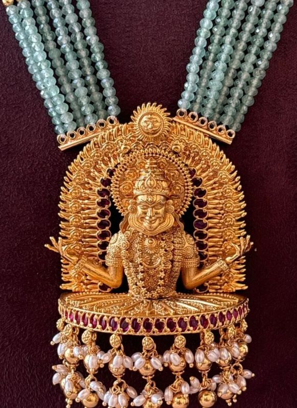 Kathakali Inspired Designer Antique Gold Finish Necklace Set for Women