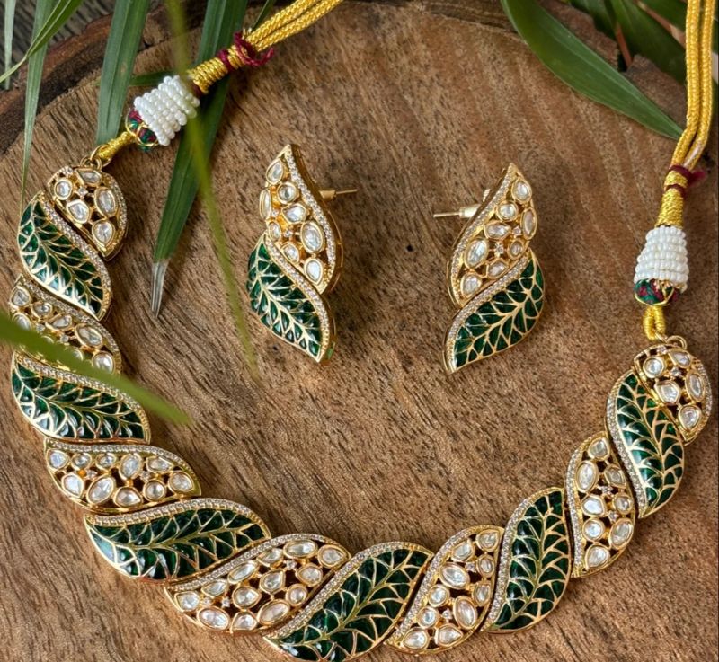 Women Anika Designer Polki Studded Kundan Necklace Set