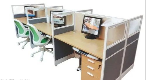 Cube Wooden 6 Seater Modular Office Workstation