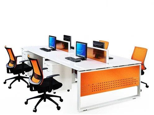 Wooden Office Computer Workstation, Color : Orange, White