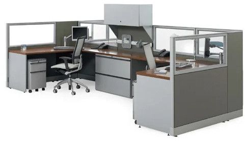 Cube Wooden Tile Based Modular Workstation, Color : Gray Brown