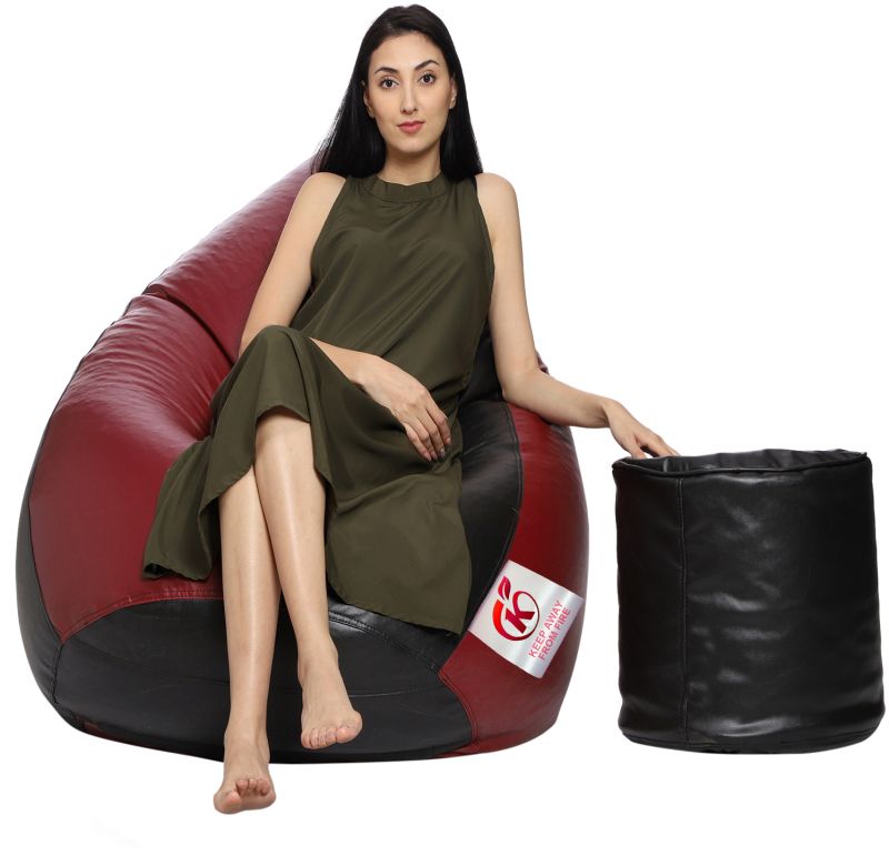 Marron & Black Coaster Shine Teardrop Bean Bag Cover with Stool