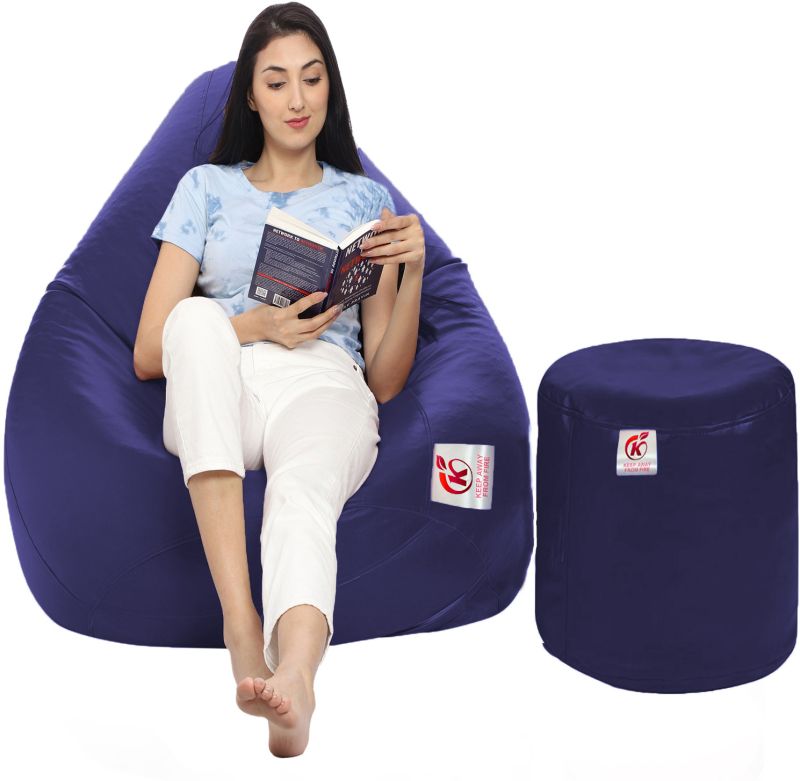 Navy Blue Coaster Shine Teardrop Bean Bag Cover with Stool