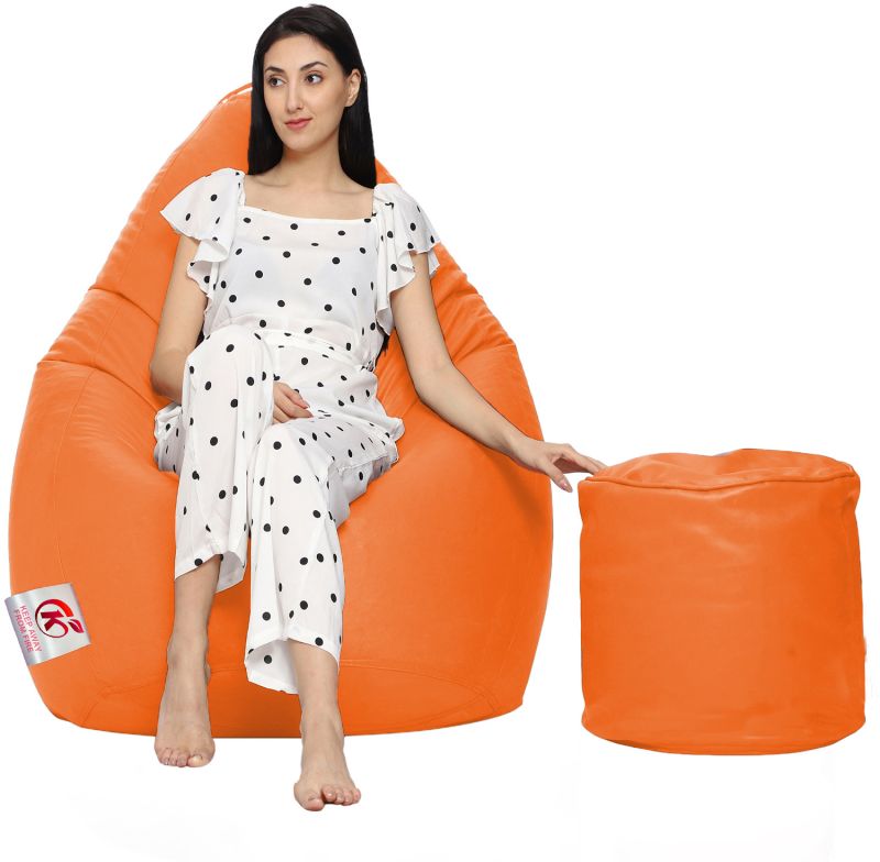 Orange Coaster Shine Teardrop Bean Bag Cover with Stool