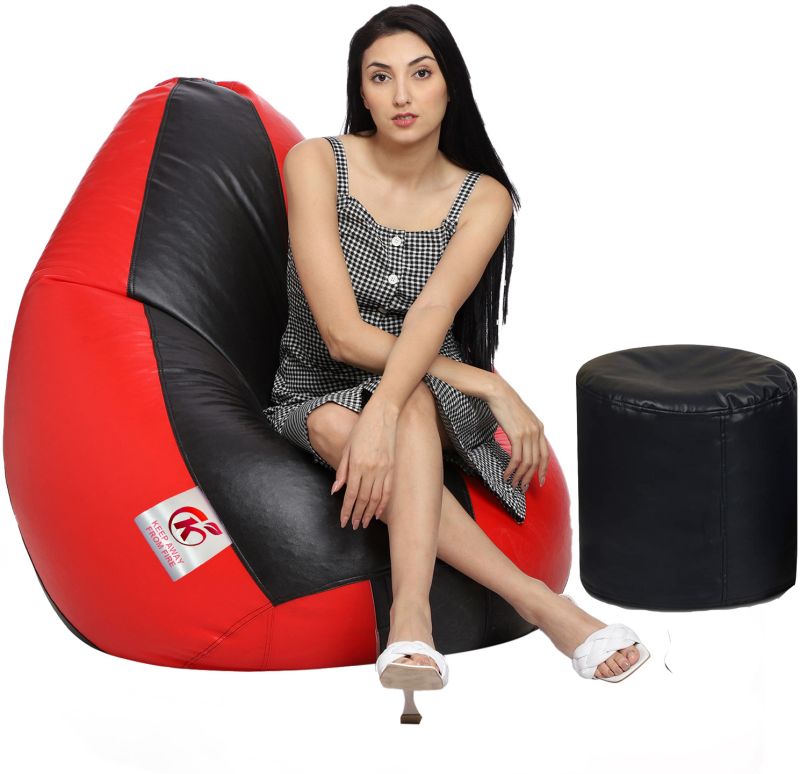Red & Black Coaster Shine Teardrop Bean Bag Cover with Stool