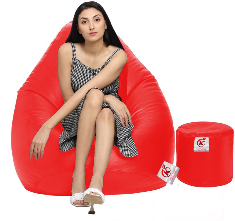 Red Coaster Shine Teardrop Bean Bag Cover with Stool