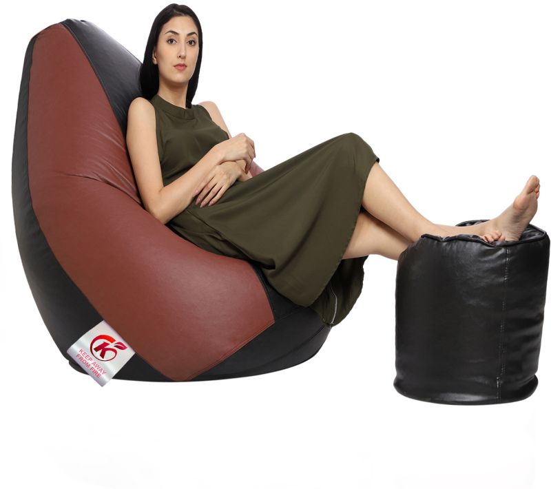 Tan & Brown Coaster Shine Teardrop Bean Bag Cover with Stool