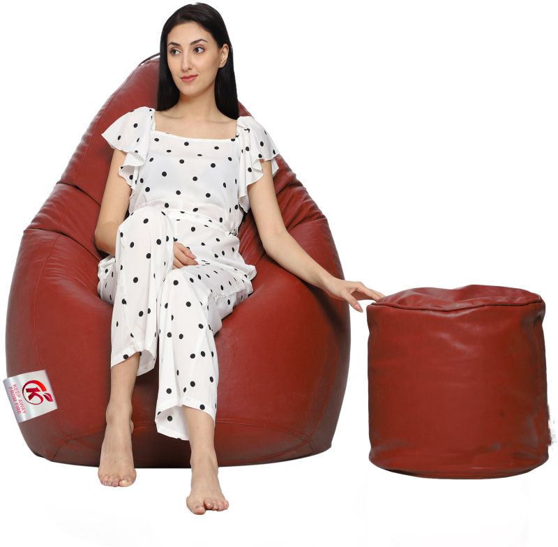 Tan Coaster Shine Teardrop Bean Bag Cover with Stool