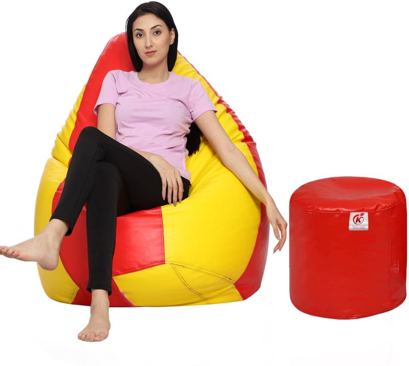 Yellow & Red Coaster Shine Teardrop Bean Bag Cover with Stool