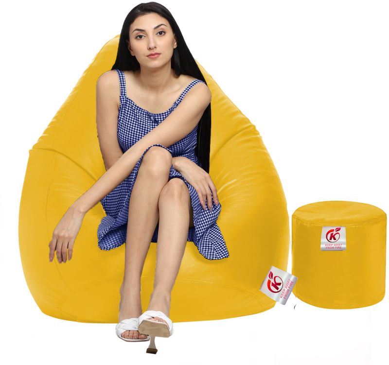 Yellow Coaster Shine Teardrop Bean Bag Cover with Stool