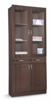 Wooden Book Case 2 Door, Color : Walnut