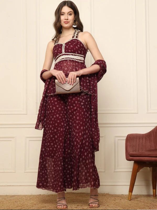 FLARED TOP WITH CIRCULAR PALAZZO INDO WESTERN CO-ORD SET