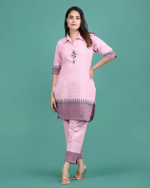 Women Pink Cotton Cord Set