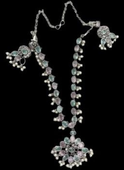 Women German Silver Long Necklace Set