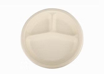 9 3 Compartment Biodegradable Paper Plates, Color : Natural