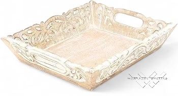 Mango Wood & MDF Andal Carved Serving Tray 16