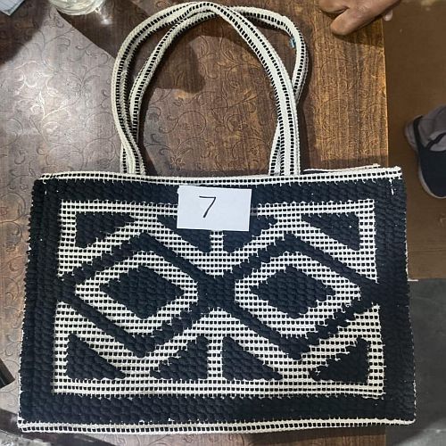 Cotton Black and White Handmade Tote Bag