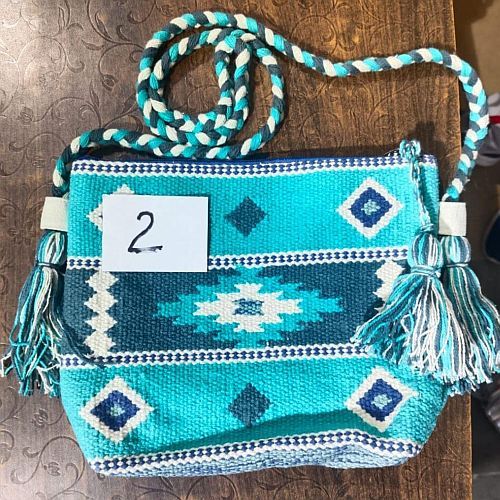 Cotton Handmade Blue Side Sling Bag