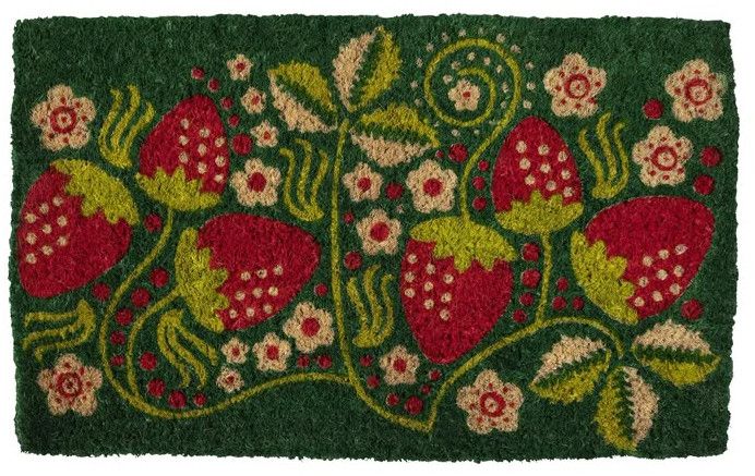 Rectangle Floral Green Handmade Door Mat