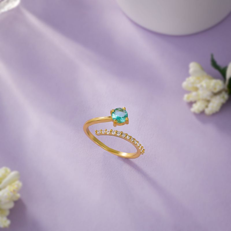 Ladies Fancy Green Gemstone Gold Plated Ring