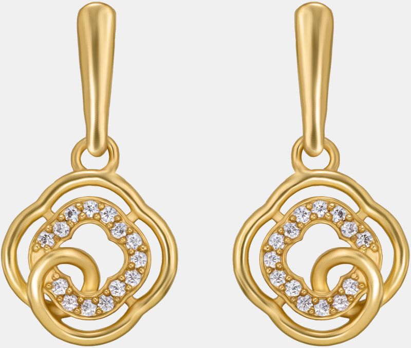 Ladies Gold Plated White Zircon Stone Earrings