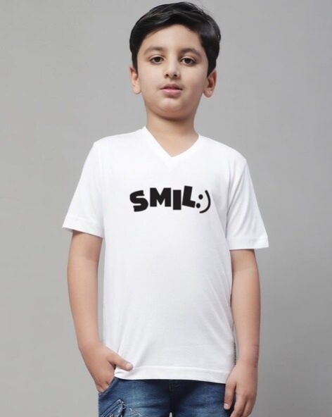 Boy White V-neck T-shirt