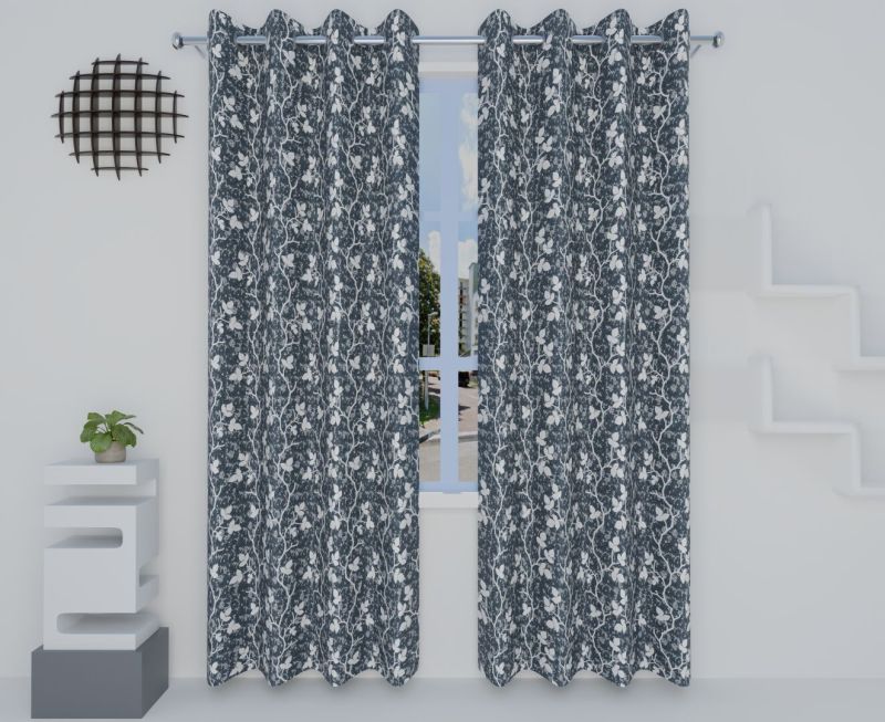 4 Dprint 84 Grey Window Curtain