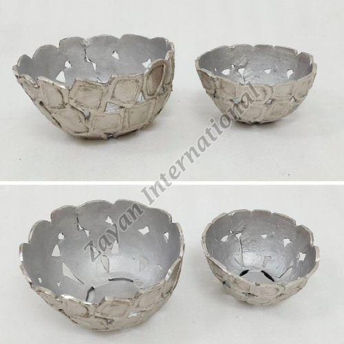 Hamerred Polished Metal Serving Bowls, Color : Silver