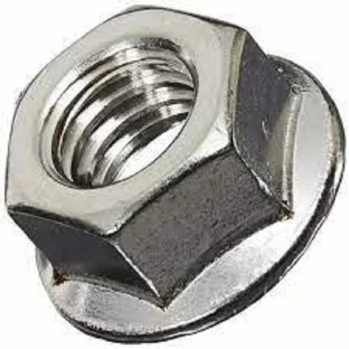 Polished Metal 5 Mm Flange Nuts, Head Shape : Hex Head