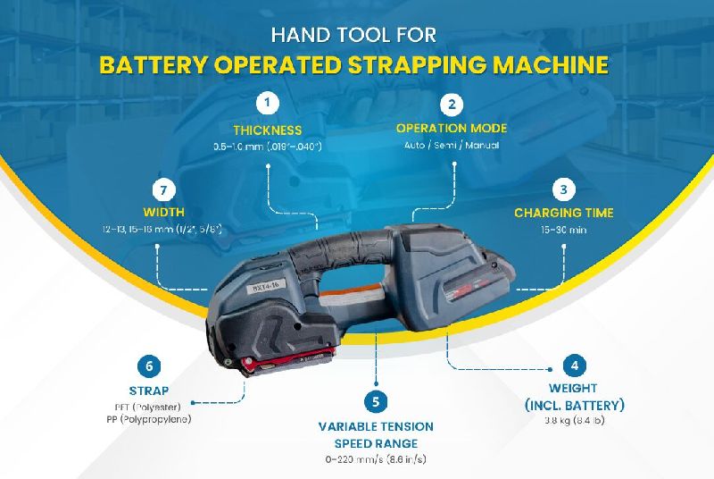 Automatic battery operated strapping machines, Brand Name : Pai Pai
