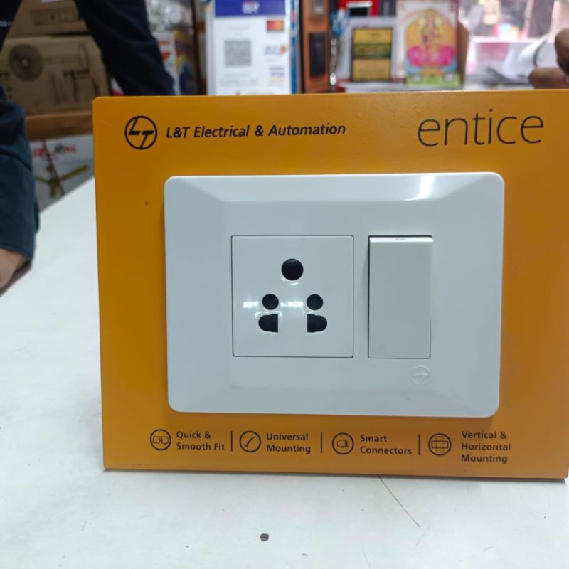 L&t Entice White 3 Module Switch Plate