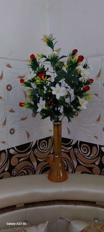 6 Inch Red Golden Glass Flower Pot