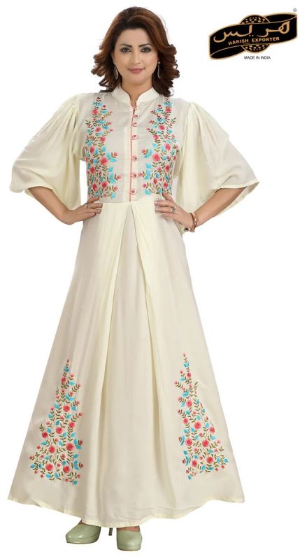 Women Cream Cotton Maxi Dress