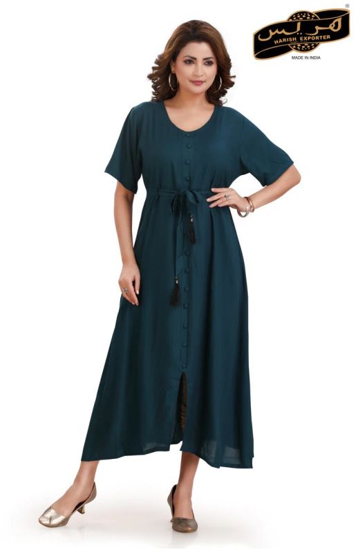 Women Plain Solid Rayon Flare Midi Dress