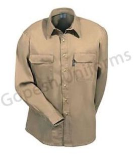 Cotton Flame Retardant Work Shirt, Color : Beige, Khaki